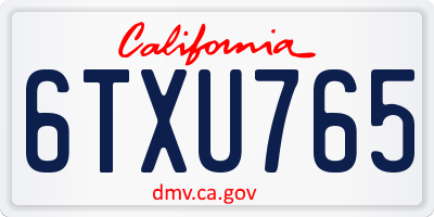 CA license plate 6TXU765