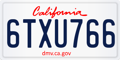 CA license plate 6TXU766