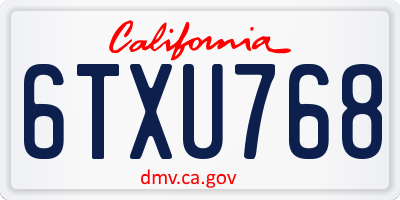 CA license plate 6TXU768