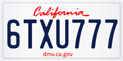 CA license plate 6TXU777