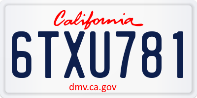CA license plate 6TXU781