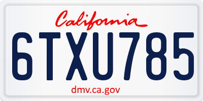 CA license plate 6TXU785