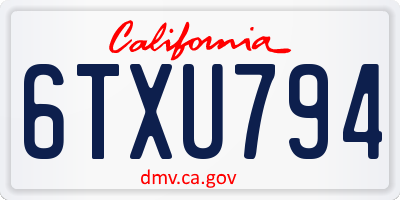 CA license plate 6TXU794