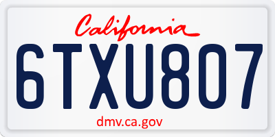 CA license plate 6TXU807