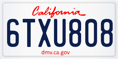 CA license plate 6TXU808