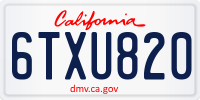 CA license plate 6TXU820