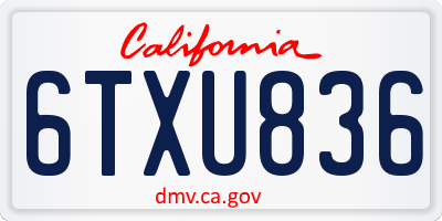 CA license plate 6TXU836
