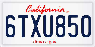 CA license plate 6TXU850