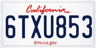 CA license plate 6TXU853