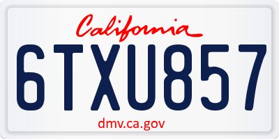 CA license plate 6TXU857