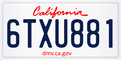 CA license plate 6TXU881