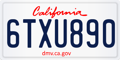 CA license plate 6TXU890
