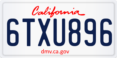 CA license plate 6TXU896