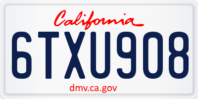 CA license plate 6TXU908
