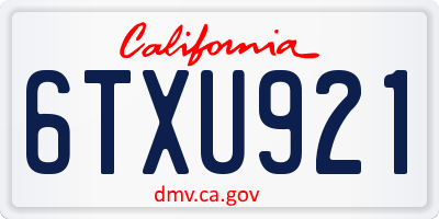 CA license plate 6TXU921