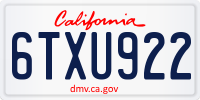 CA license plate 6TXU922