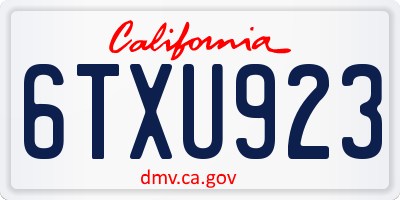 CA license plate 6TXU923