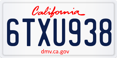 CA license plate 6TXU938