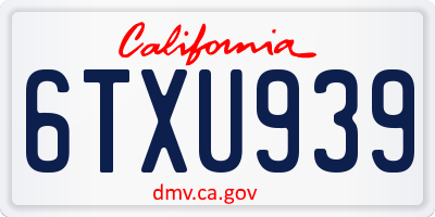 CA license plate 6TXU939