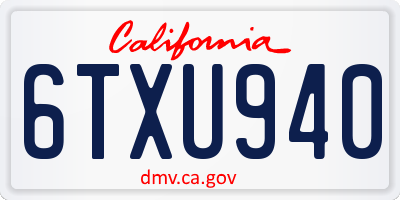 CA license plate 6TXU940