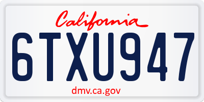CA license plate 6TXU947