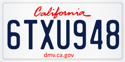 CA license plate 6TXU948