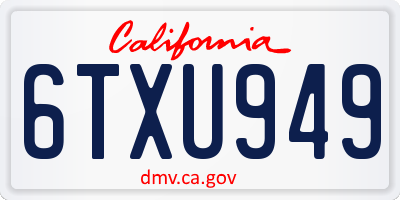 CA license plate 6TXU949