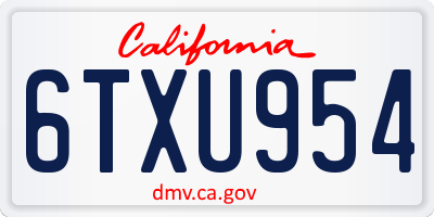 CA license plate 6TXU954