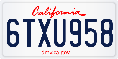 CA license plate 6TXU958
