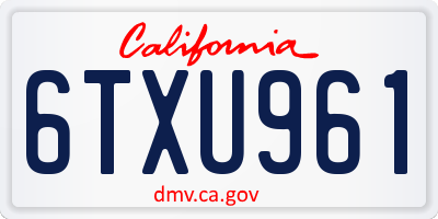 CA license plate 6TXU961