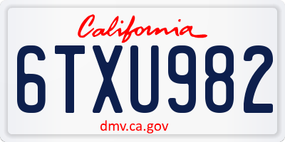 CA license plate 6TXU982