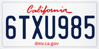 CA license plate 6TXU985