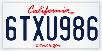 CA license plate 6TXU986