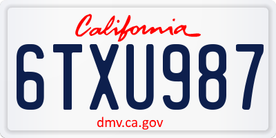 CA license plate 6TXU987