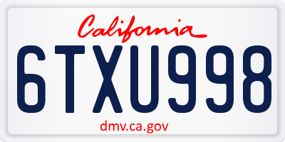 CA license plate 6TXU998