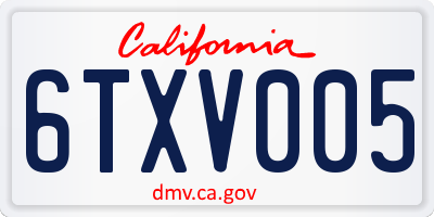CA license plate 6TXV005
