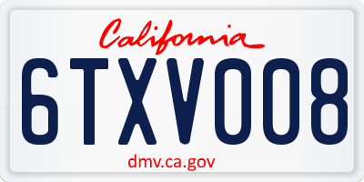CA license plate 6TXV008