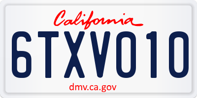 CA license plate 6TXV010