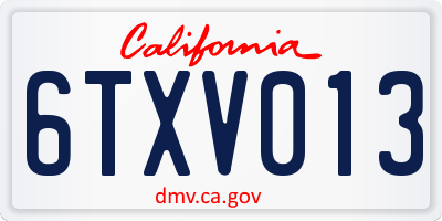 CA license plate 6TXV013