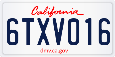 CA license plate 6TXV016