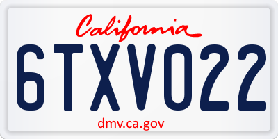 CA license plate 6TXV022