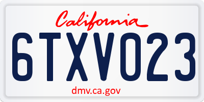 CA license plate 6TXV023