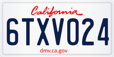 CA license plate 6TXV024