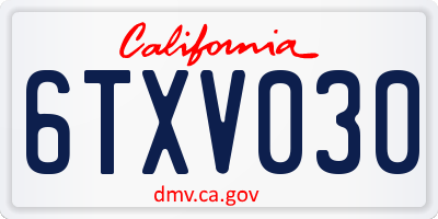 CA license plate 6TXV030