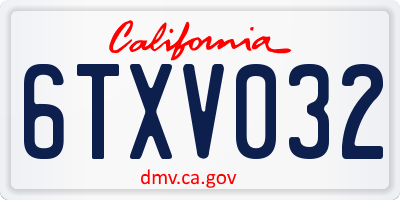 CA license plate 6TXV032