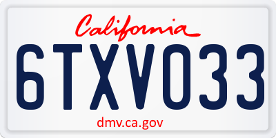CA license plate 6TXV033