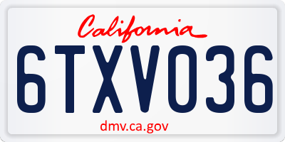 CA license plate 6TXV036