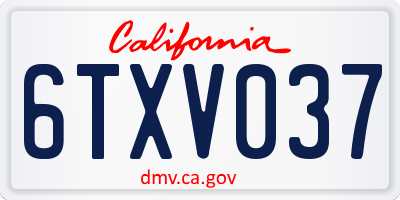 CA license plate 6TXV037