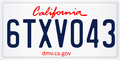 CA license plate 6TXV043