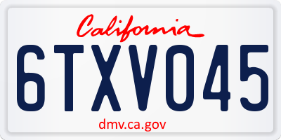 CA license plate 6TXV045